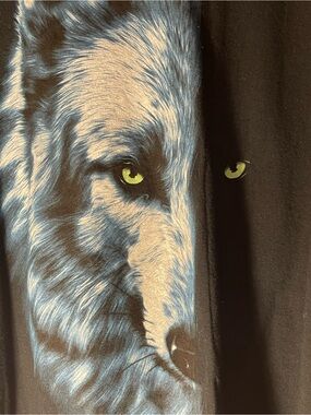 Unbranded Black & Blue Wolf Graphic Dog Tee